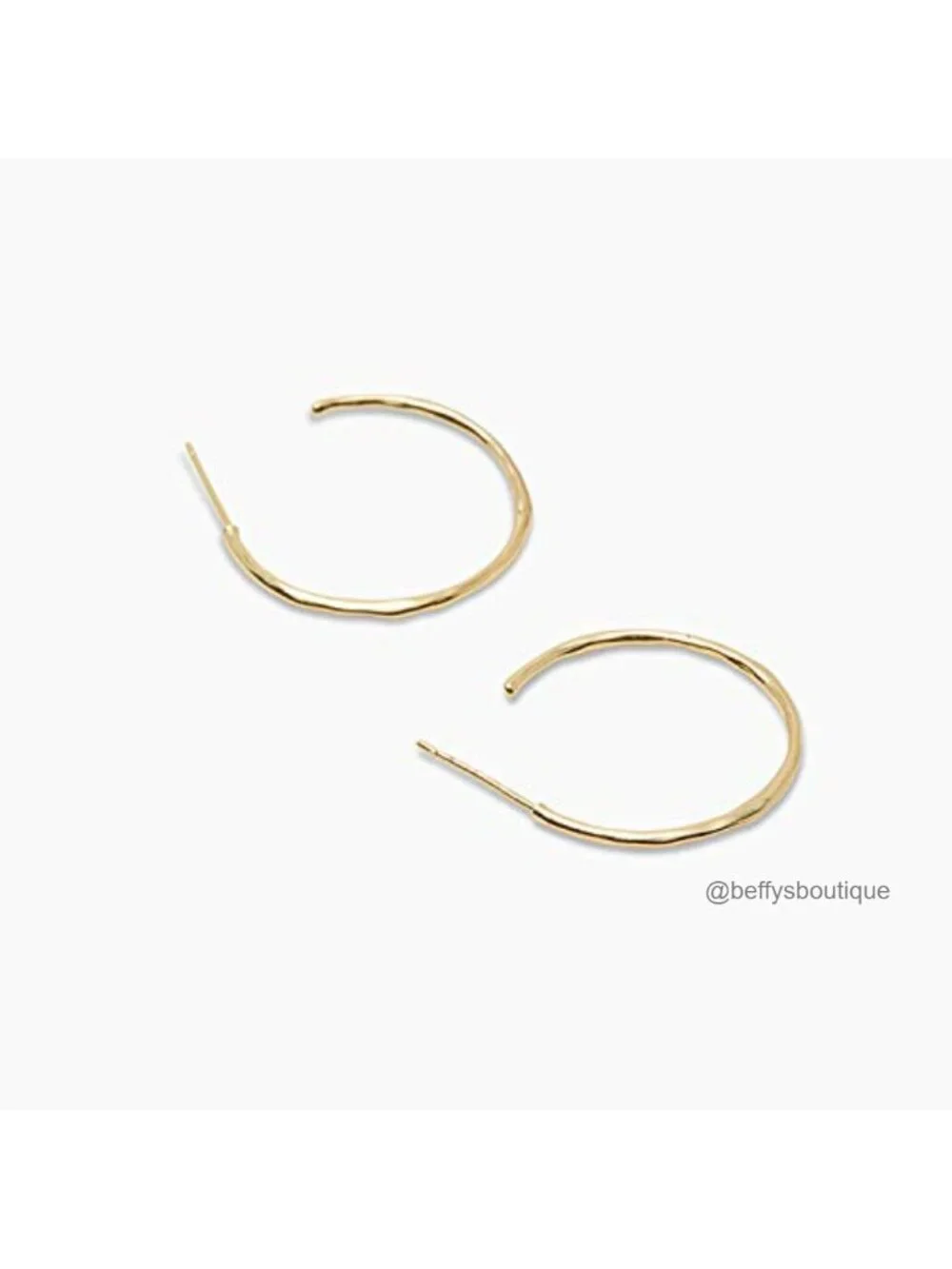 18K Gold Plated Hammered 1-Inch Small Hoop Earrings for Women